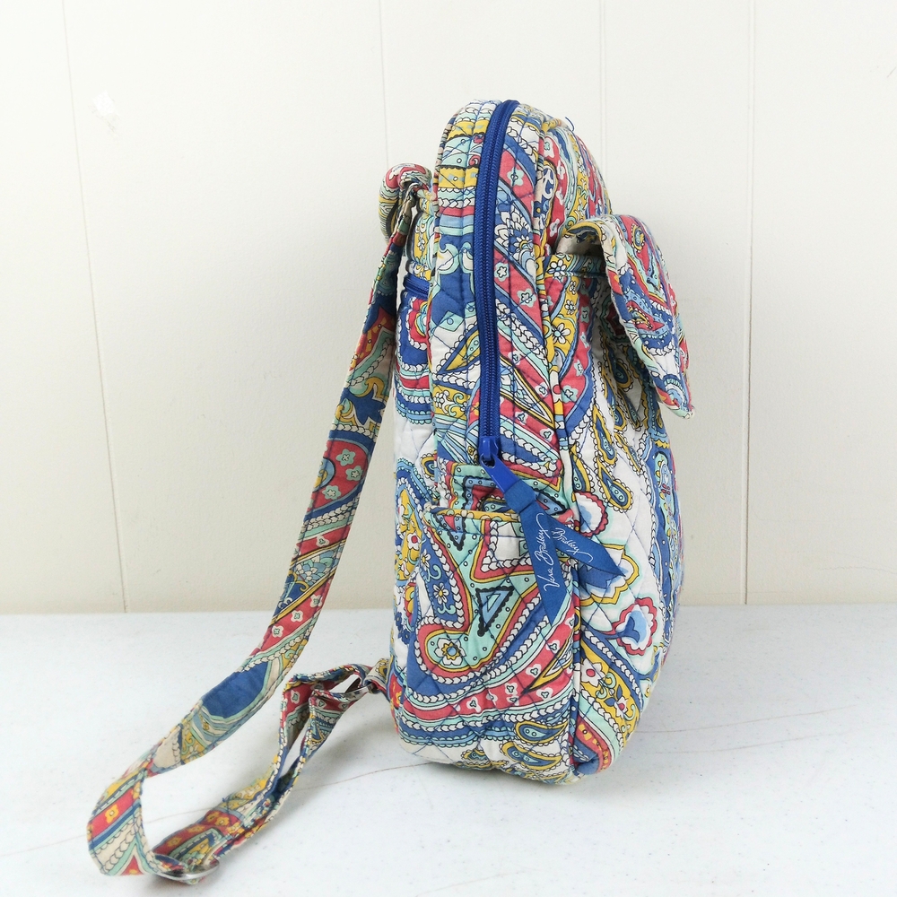 Vera Bradley Marina Paisley Medium Backpack Floral Quilted Cotton Retired 2013 - Picture 3 of 10